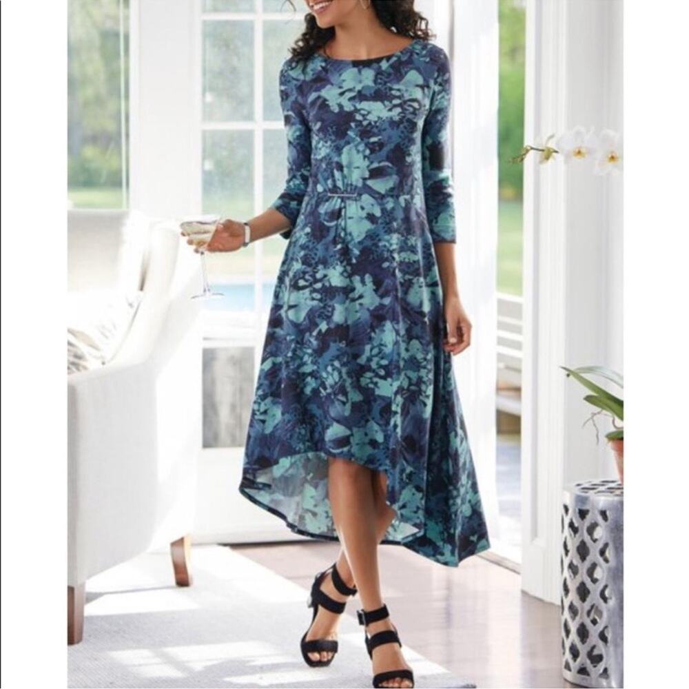 Soft Surroundings Cyane Dress Women's Small NEW hi low midi floral jersey NWOT